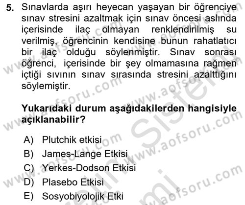 İnsan ve Davranış Dersi 2023 - 2024 Yılı (Vize) Ara Sınav Soruları 5. Soru