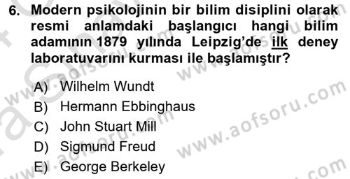 İnsan ve Davranış Dersi Ara Sınavı Deneme Sınav Soruları 6. Soru