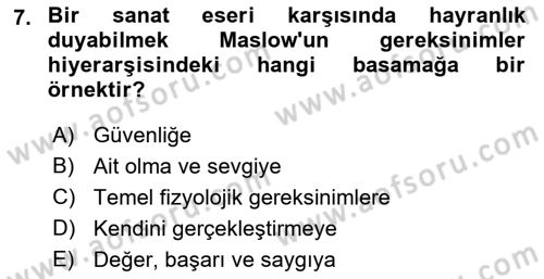 İnsan ve Davranış Dersi Ara Sınavı Deneme Sınav Soruları 7. Soru