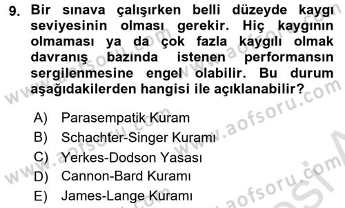 İnsan ve Davranış Dersi Ara Sınavı Deneme Sınav Soruları 9. Soru
