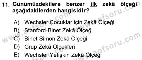 İnsan ve Davranış Dersi 2023 - 2024 Yılı Yaz Okulu Sınav Soruları 11. Soru