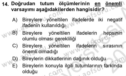 İnsan ve Davranış Dersi 2023 - 2024 Yılı Yaz Okulu Sınav Soruları 14. Soru