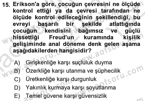 İnsan ve Davranış Dersi 2023 - 2024 Yılı Yaz Okulu Sınav Soruları 15. Soru