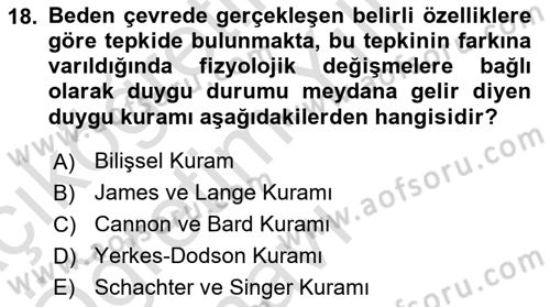 İnsan ve Davranış Dersi 2023 - 2024 Yılı Yaz Okulu Sınav Soruları 18. Soru