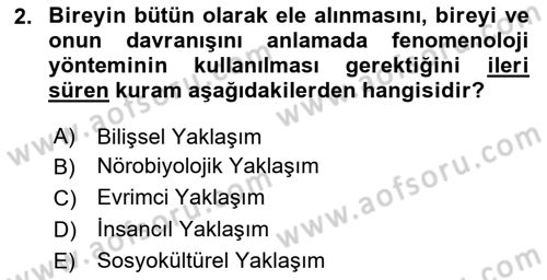 İnsan ve Davranış Dersi 2023 - 2024 Yılı Yaz Okulu Sınav Soruları 2. Soru