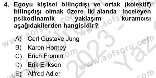 İnsan ve Davranış Dersi 2023 - 2024 Yılı Yaz Okulu Sınav Soruları 4. Soru