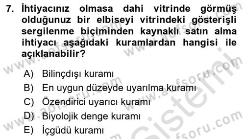İnsan ve Davranış Dersi 2023 - 2024 Yılı Yaz Okulu Sınav Soruları 7. Soru