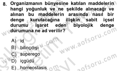 İnsan ve Davranış Dersi 2023 - 2024 Yılı Yaz Okulu Sınav Soruları 8. Soru