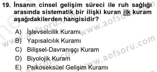 Engellilerde Ruh Sağlığı Dersi 2017 - 2018 Yılı (Vize) Ara Sınav Soruları 19. Soru