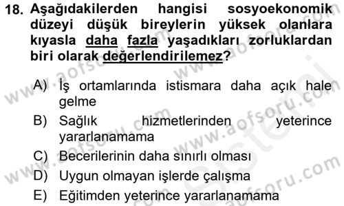 Engellilerde Ruh Sağlığı Dersi 2017 - 2018 Yılı (Final) Dönem Sonu Sınav Soruları 18. Soru