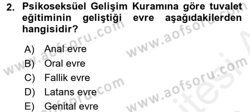 Engellilerde Ruh Sağlığı Dersi 2017 - 2018 Yılı (Final) Dönem Sonu Sınav Soruları 2. Soru