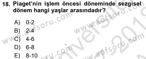 Yaşam Boyu Büyüme ve Gelişim Dersi 2017 - 2018 Yılı (Vize) Ara Sınav Soruları 18. Soru