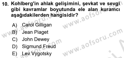 Yaşam Boyu Büyüme ve Gelişim Dersi 2018 - 2019 Yılı 3 Ders Sınav Soruları 10. Soru