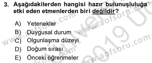 Yaşam Boyu Büyüme ve Gelişim Dersi 2018 - 2019 Yılı 3 Ders Sınav Soruları 3. Soru