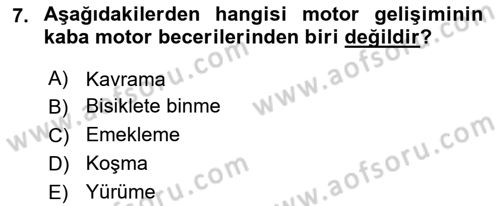 Yaşam Boyu Büyüme ve Gelişim Dersi 2018 - 2019 Yılı 3 Ders Sınav Soruları 7. Soru