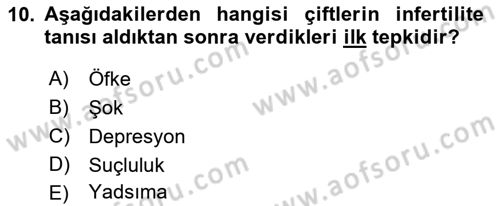 Yaşam Boyu Büyüme ve Gelişim Dersi 2018 - 2019 Yılı (Vize) Ara Sınav Soruları 10. Soru