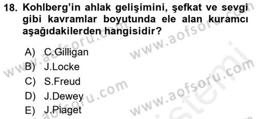 Yaşam Boyu Büyüme ve Gelişim Dersi 2018 - 2019 Yılı (Vize) Ara Sınav Soruları 18. Soru