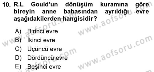 Yaşam Boyu Büyüme ve Gelişim Dersi 2018 - 2019 Yılı (Final) Dönem Sonu Sınav Soruları 10. Soru
