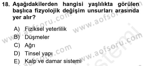 Yaşam Boyu Büyüme ve Gelişim Dersi 2018 - 2019 Yılı (Final) Dönem Sonu Sınav Soruları 18. Soru