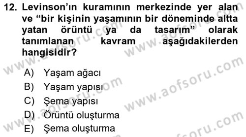 Yaşam Boyu Büyüme ve Gelişim Dersi 2018 - 2019 Yılı Yaz Okulu Sınav Soruları 12. Soru