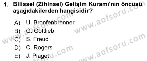 Yaşam Boyu Büyüme ve Gelişim Dersi 2019 - 2020 Yılı (Vize) Ara Sınav Soruları 1. Soru