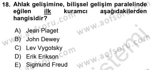 Yaşam Boyu Büyüme ve Gelişim Dersi 2019 - 2020 Yılı (Vize) Ara Sınav Soruları 18. Soru