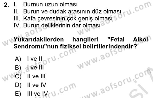 Yaşam Boyu Büyüme ve Gelişim Dersi 2019 - 2020 Yılı (Final) Dönem Sonu Sınav Soruları 2. Soru