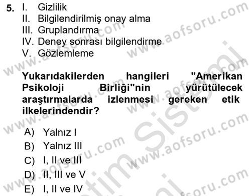 Yaşam Boyu Büyüme ve Gelişim Dersi 2021 - 2022 Yılı (Vize) Ara Sınav Soruları 5. Soru