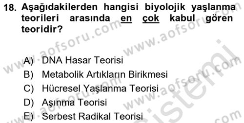 Yaşam Boyu Büyüme ve Gelişim Dersi 2021 - 2022 Yılı (Final) Dönem Sonu Sınav Soruları 18. Soru