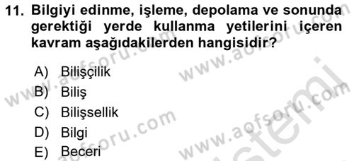 Yaşam Boyu Büyüme ve Gelişim Dersi 2022 - 2023 Yılı (Vize) Ara Sınav Soruları 11. Soru