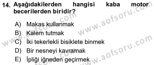 Yaşam Boyu Büyüme ve Gelişim Dersi 2022 - 2023 Yılı (Vize) Ara Sınav Soruları 14. Soru