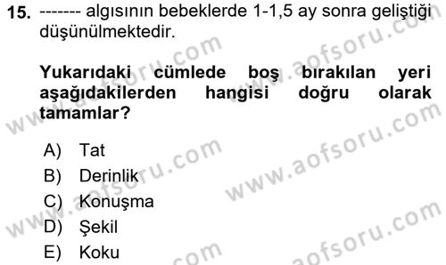 Yaşam Boyu Büyüme ve Gelişim Dersi 2022 - 2023 Yılı (Vize) Ara Sınav Soruları 15. Soru