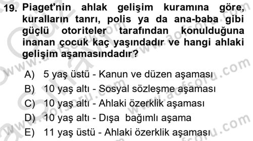 Yaşam Boyu Büyüme ve Gelişim Dersi 2022 - 2023 Yılı (Vize) Ara Sınav Soruları 19. Soru