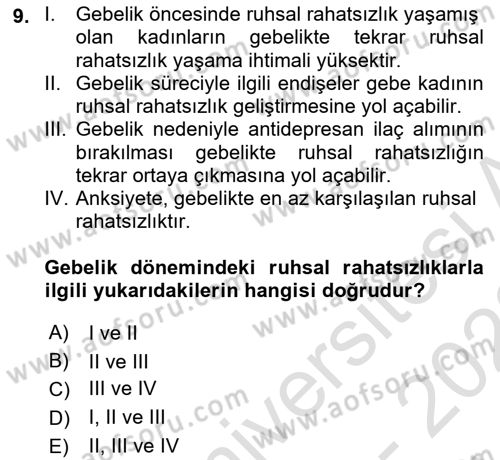 Yaşam Boyu Büyüme ve Gelişim Dersi 2022 - 2023 Yılı (Vize) Ara Sınav Soruları 9. Soru