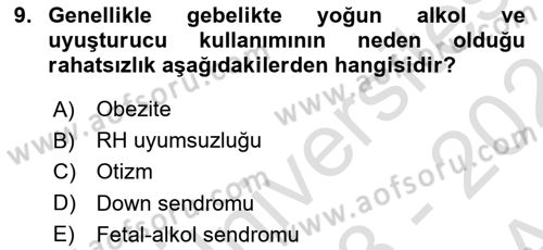 Yaşam Boyu Büyüme ve Gelişim Dersi 2023 - 2024 Yılı (Vize) Ara Sınav Soruları 9. Soru