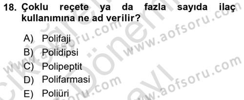 Yaşam Boyu Büyüme ve Gelişim Dersi 2023 - 2024 Yılı (Final) Dönem Sonu Sınav Soruları 18. Soru