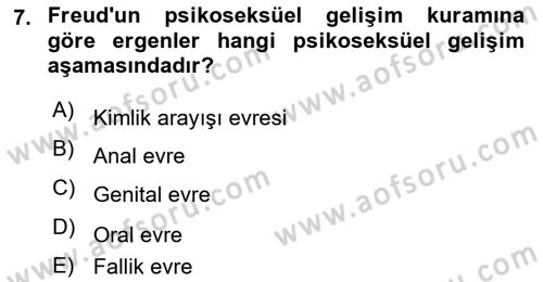 Yaşam Boyu Büyüme ve Gelişim Dersi 2023 - 2024 Yılı (Final) Dönem Sonu Sınav Soruları 7. Soru