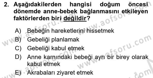 Yaşam Boyu Büyüme ve Gelişim Dersi 2023 - 2024 Yılı Yaz Okulu Sınav Soruları 2. Soru