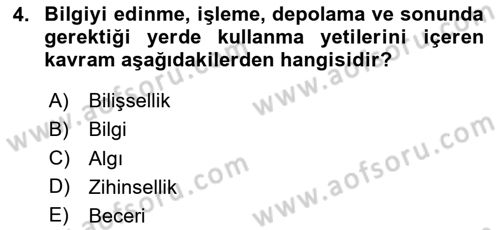 Yaşam Boyu Büyüme ve Gelişim Dersi 2023 - 2024 Yılı Yaz Okulu Sınav Soruları 4. Soru