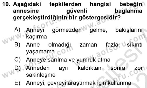 Yaşam Boyu Büyüme ve Gelişim Dersi 2024 - 2025 Yılı (Vize) Ara Sınav Soruları 10. Soru