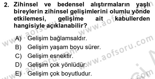 Yaşam Boyu Büyüme ve Gelişim Dersi 2024 - 2025 Yılı (Vize) Ara Sınav Soruları 2. Soru