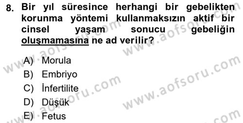 Yaşam Boyu Büyüme ve Gelişim Dersi 2024 - 2025 Yılı (Vize) Ara Sınav Soruları 8. Soru