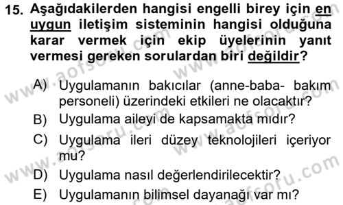 İletişim ve Alternatif İletişim Sistemleri Dersi 2017 - 2018 Yılı (Final) Dönem Sonu Sınav Soruları 15. Soru