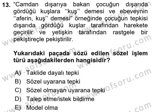 İletişim ve Alternatif İletişim Sistemleri Dersi 2018 - 2019 Yılı 3 Ders Sınav Soruları 13. Soru