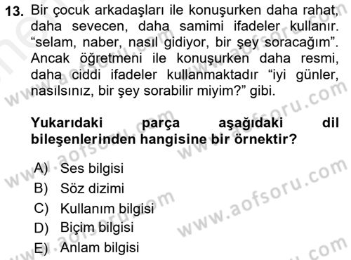 İletişim ve Alternatif İletişim Sistemleri Dersi 2018 - 2019 Yılı (Vize) Ara Sınav Soruları 13. Soru