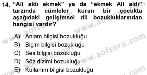 İletişim ve Alternatif İletişim Sistemleri Dersi 2018 - 2019 Yılı (Vize) Ara Sınav Soruları 14. Soru