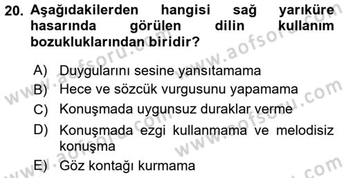 İletişim ve Alternatif İletişim Sistemleri Dersi 2018 - 2019 Yılı (Vize) Ara Sınav Soruları 20. Soru