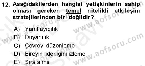 İletişim ve Alternatif İletişim Sistemleri Dersi 2018 - 2019 Yılı (Final) Dönem Sonu Sınav Soruları 12. Soru