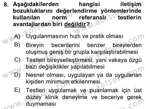 İletişim ve Alternatif İletişim Sistemleri Dersi 2018 - 2019 Yılı (Final) Dönem Sonu Sınav Soruları 8. Soru
