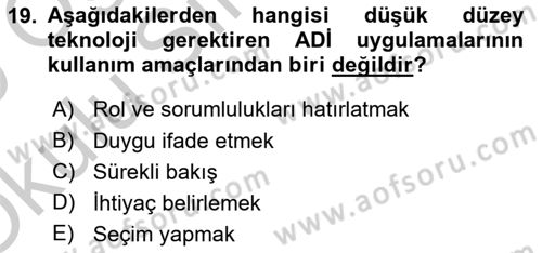 İletişim ve Alternatif İletişim Sistemleri Dersi 2018 - 2019 Yılı Yaz Okulu Sınav Soruları 19. Soru